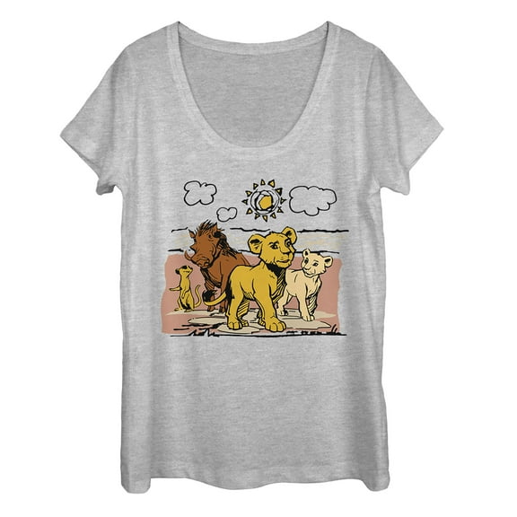 Women's Lion King Best Friends Cartoon  Scoop Neck Athletic Heather Small
