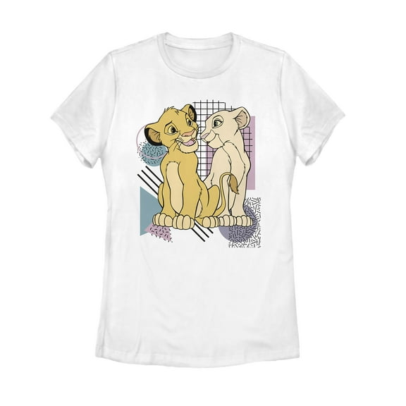 Women's Lion King Bold Retro Cub Love  Graphic Tee White Small
