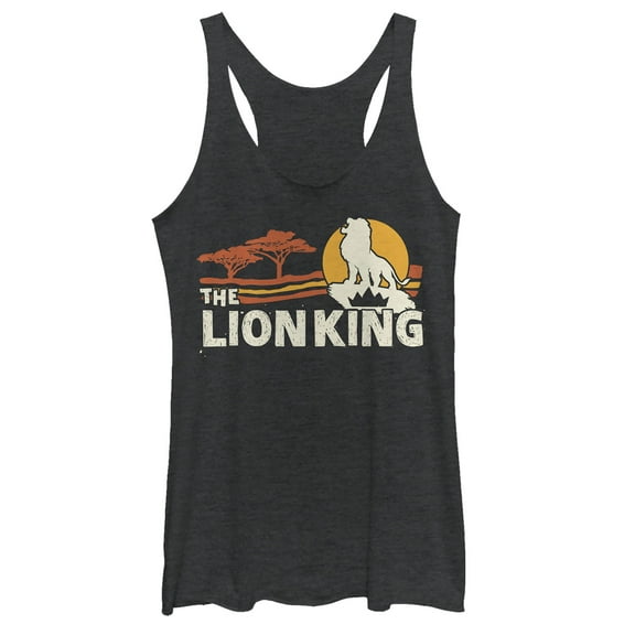 Women's Lion King Classic Pride Lands  Racerback Tank Top Black Heather X Large