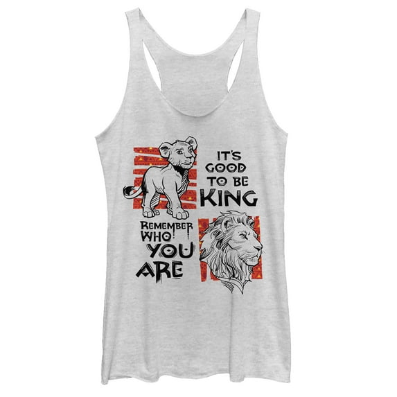Women's Lion King Good to Be King Racerback Tank Top White Heather Medium