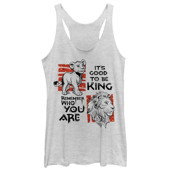 Women's Lion King Good to Be King  Racerback Tank Top White Heather Small