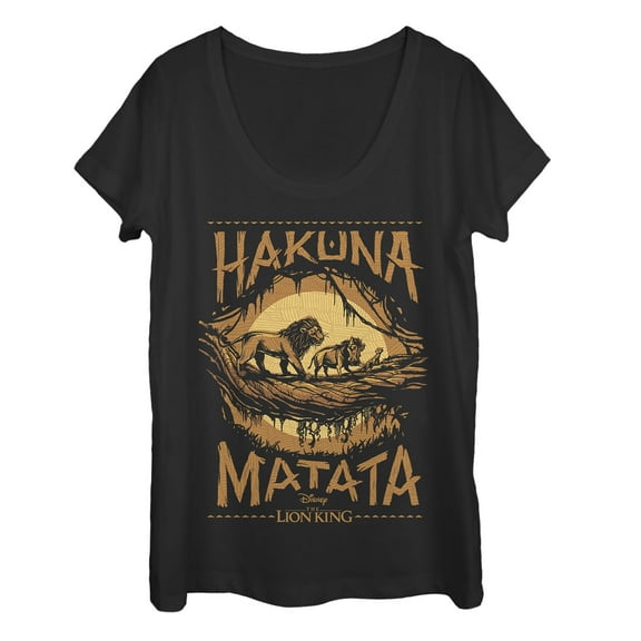 Women's Lion King Hakuna Matata Jungle Trio  Scoop Neck Black Medium