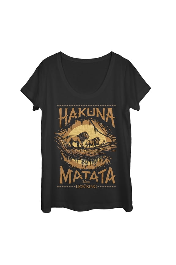 Women's Lion King Hakuna Matata Jungle Trio Scoop Neck Black Small