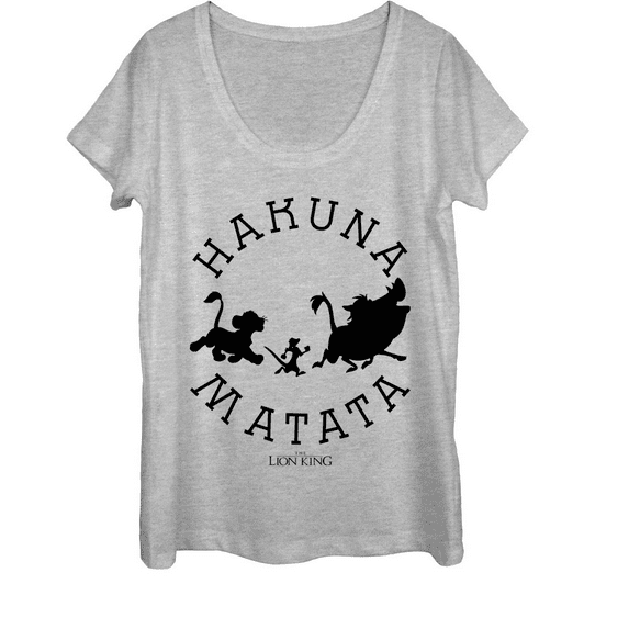 Women's Lion King Hakuna Matata Means No Worries Scoop Neck Athletic Heather 2X Large
