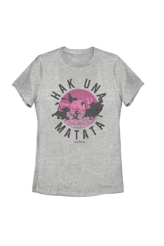 Women's Lion King Hakuna Matata Ornate Circle Graphic Tee Athletic Heather Medium