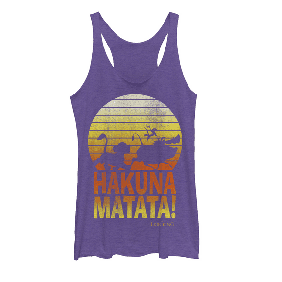 Women's Lion King Hakuna Matata Profile  Racerback Tank Top Purple Heather Medium