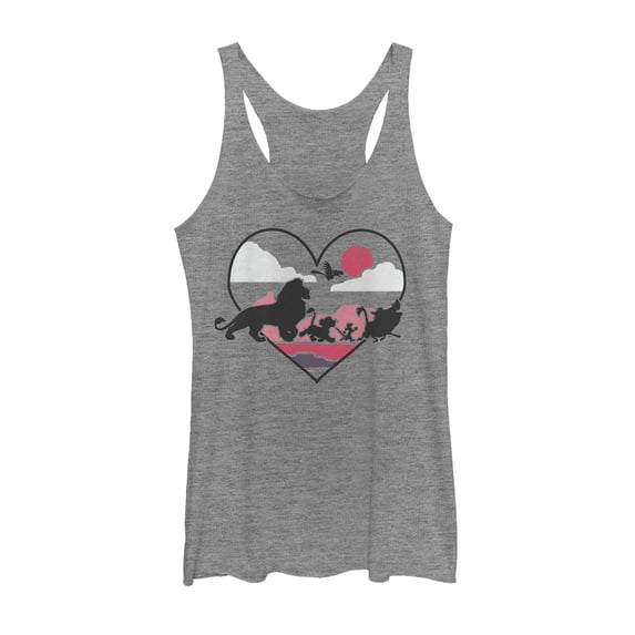 Women's Lion King Heart Silhouettes Racerback Tank Top Gray Heather Small