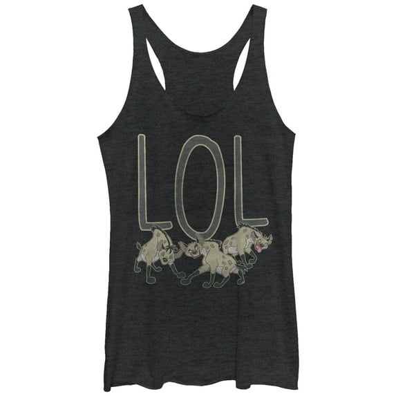Women's Lion King Hyenas LOL Racerback Tank Top Black Heather Large