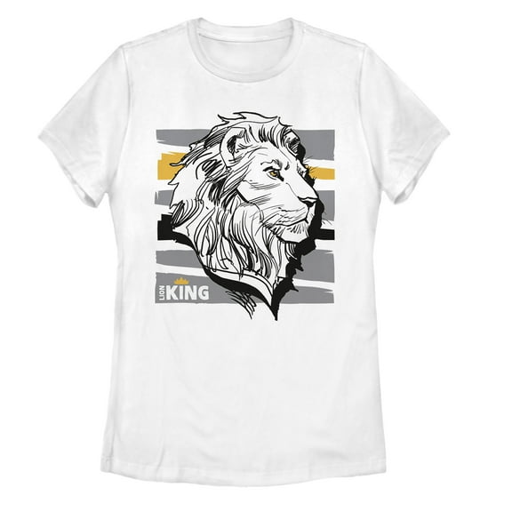 Women's Lion King Mufasa Stripe Profile Graphic Tee White 2X Large