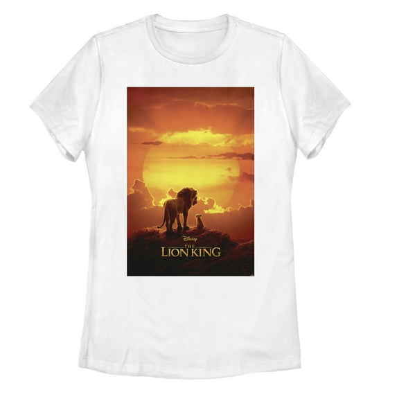 Women's Lion King Pride Rock Movie Poster  Graphic Tee White Small