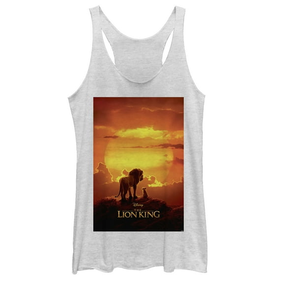 Women's Lion King Pride Rock Movie Poster  Racerback Tank Top White Heather Small
