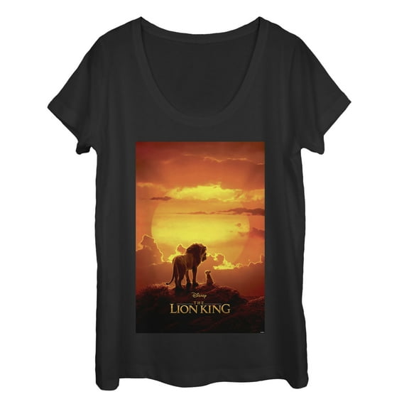 Women's Lion King Pride Rock Movie Poster  Scoop Neck Black Medium
