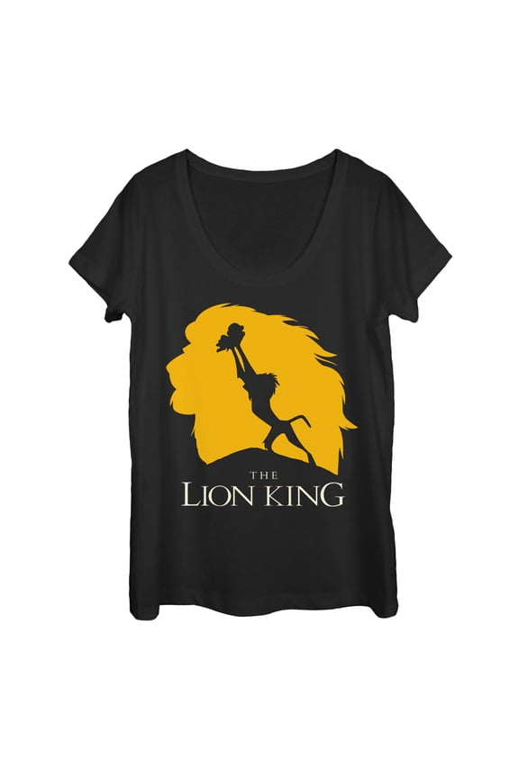 Women's Lion King Pride Rock Silhouette Scoop Neck Black Large