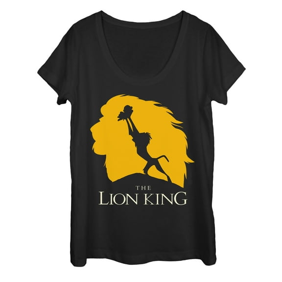 Women's Lion King Pride Rock Silhouette  Scoop Neck Black Small