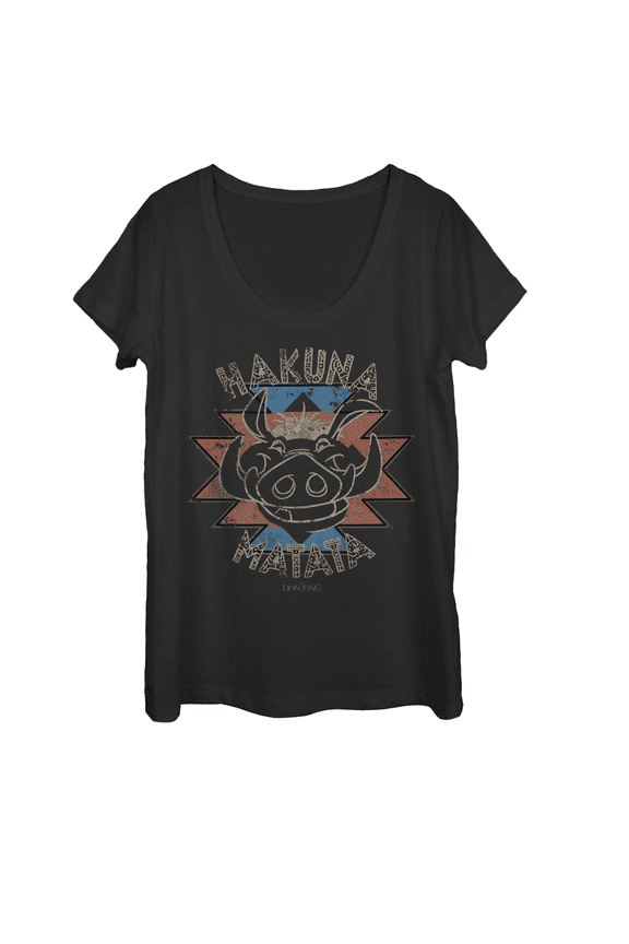 Women's Lion King Pumbaa Hakuna Matata Scoop Neck Black Large