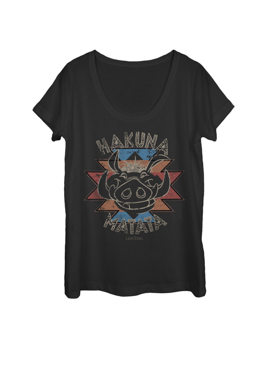 Women's Lion King Pumbaa Hakuna Matata Scoop Neck Black Small