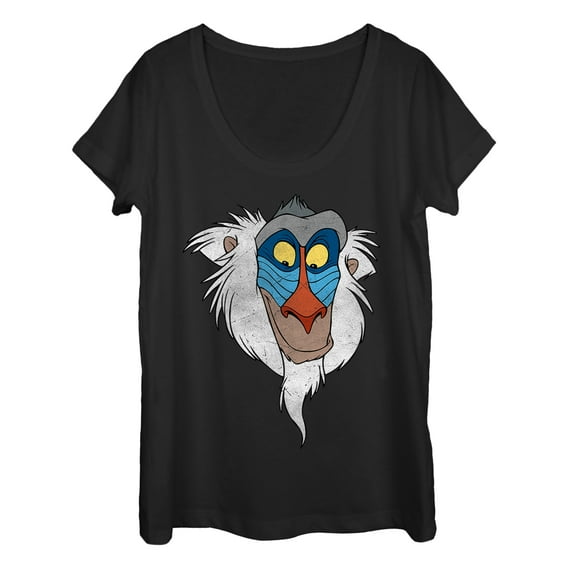 Women's Lion King Rafiki Face  Scoop Neck Black Small