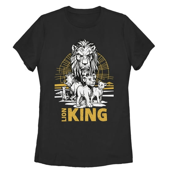 Women's Lion King Savannah Sunset Crew Graphic Tee Black Medium