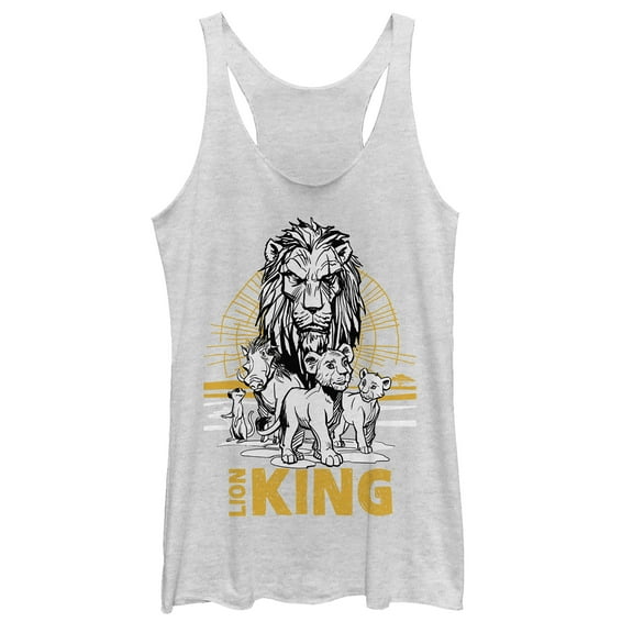 Women's Lion King Savannah Sunset Crew  Racerback Tank Top White Heather X Large