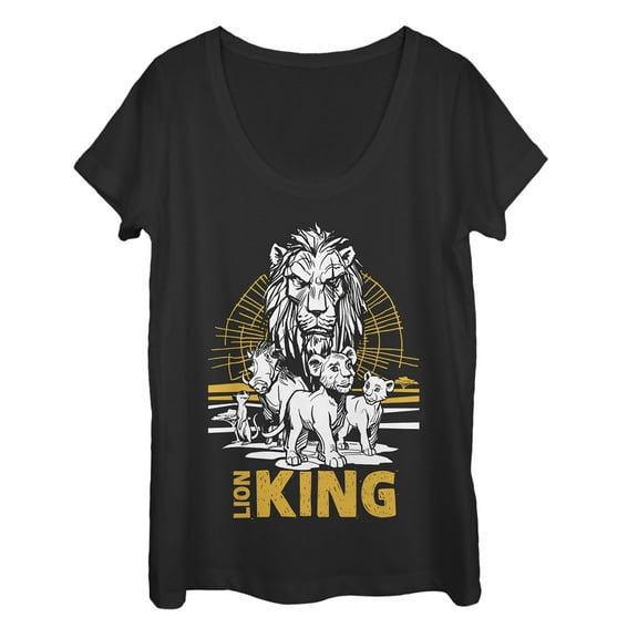 Women's Lion King Savannah Sunset Crew  Scoop Neck Black Large