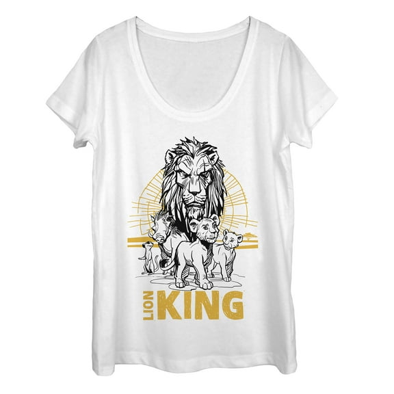 Women's Lion King Savannah Sunset Crew Scoop Neck White Large