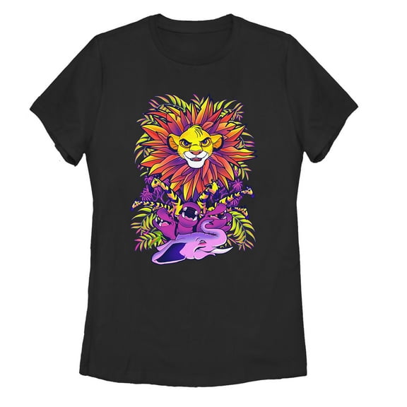 Women's Lion King Simba Jungle Parade  Graphic Tee Black X Large