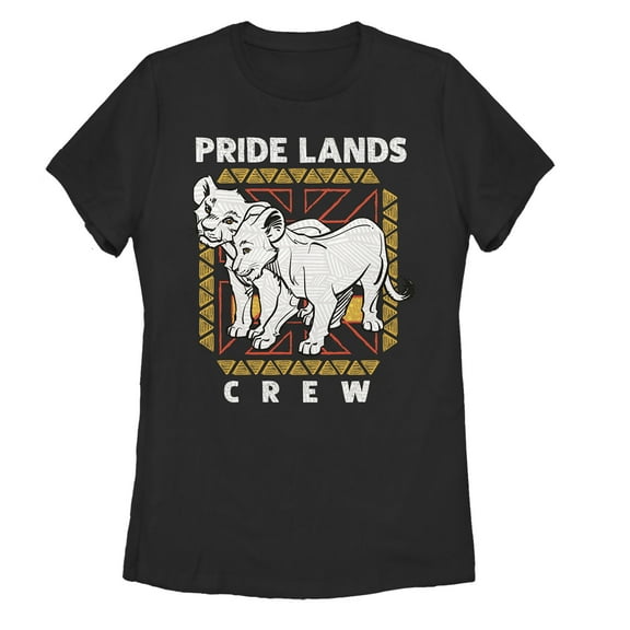 Women's Lion King Simba & Nala Pride Lands Crew  Graphic Tee Black X Large