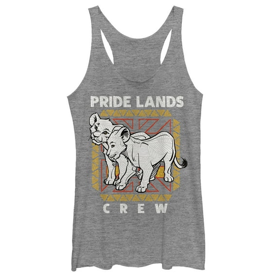 Women's Lion King Simba & Nala Pride Lands Crew  Racerback Tank Top Gray Heather Medium