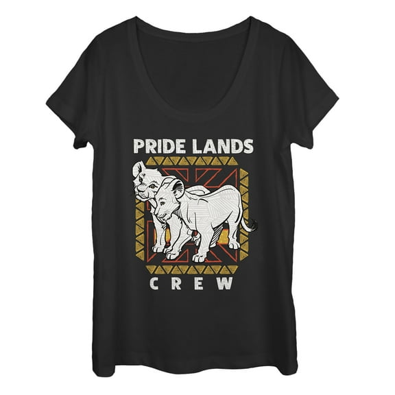 Women's Lion King Simba & Nala Pride Lands Crew Scoop Neck Black Large