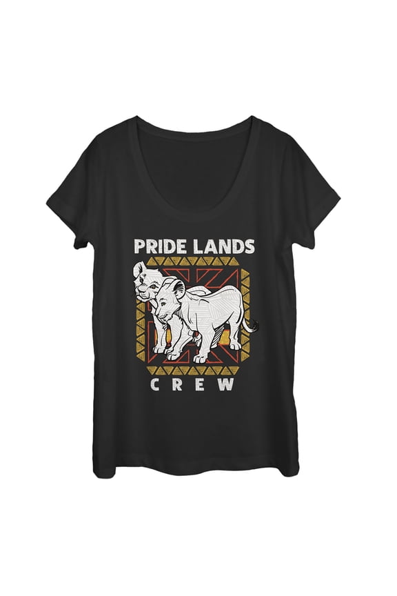 Women's Lion King Simba & Nala Pride Lands Crew Scoop Neck Black Large