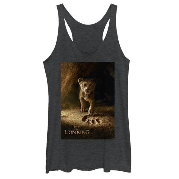 Women's Lion King Simba Paw Movie Poster  Racerback Tank Top Black Heather X Small