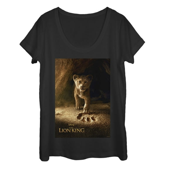 Women's Lion King Simba Paw Movie Poster Scoop Neck Black Small