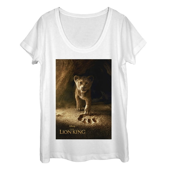 Women's Lion King Simba Paw Movie Poster Scoop Neck White 2X Large