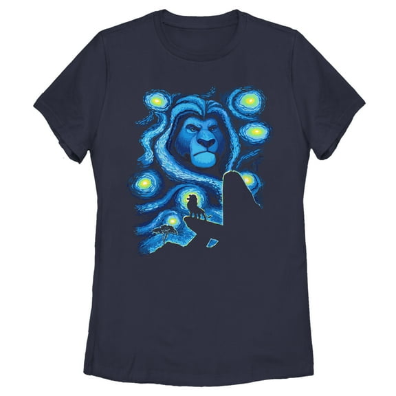 Women's Lion King Starry Night Pride Rock Graphic Tee Navy Blue Small