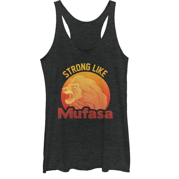 Women's Lion King Strong Like Mufasa Racerback Tank Top Black Heather Small