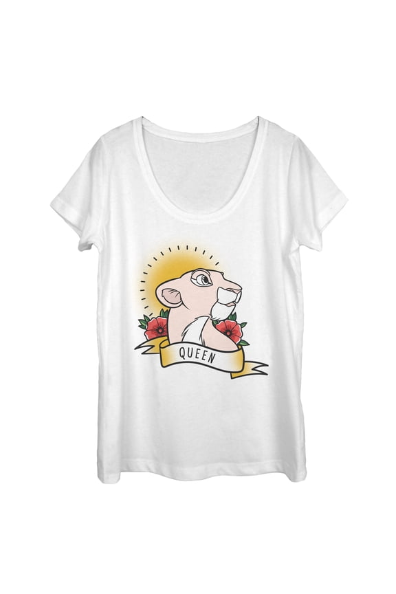 Women's Lion King Valentine Nala Queen Scoop Neck White Medium