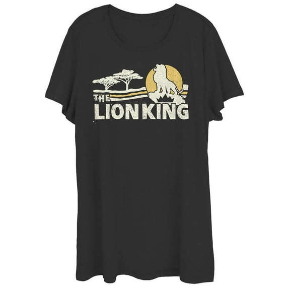 Women's Lion King Vintage Pride Lands Scoop Neck Black Small