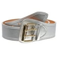 thumbnail image 1 of Women's Litchi Veined Double Stitch Double Hole Tapered Leather Belt, 1 of 6