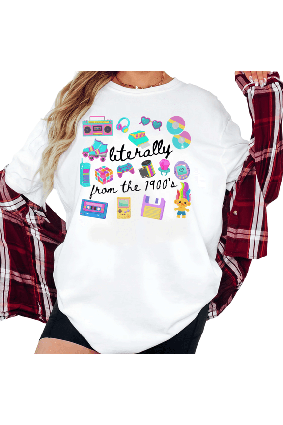 Women's Literally From The 1900's Retro 90s Nostalgia Graphic T Shirt Casual Short Sleeve Round Neck Top White S-5XL
