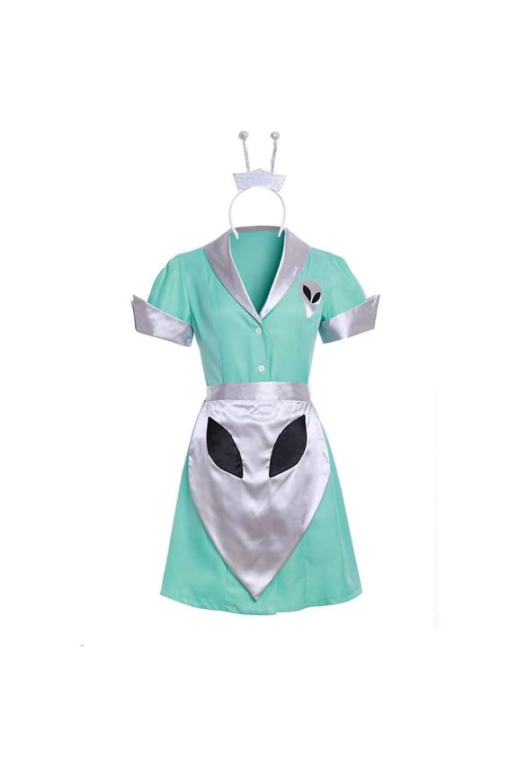 Women’s Liz Parker Inspired Waitress Outfit – Roswell Crashdown Cafe Maid Dress with Apron for Events