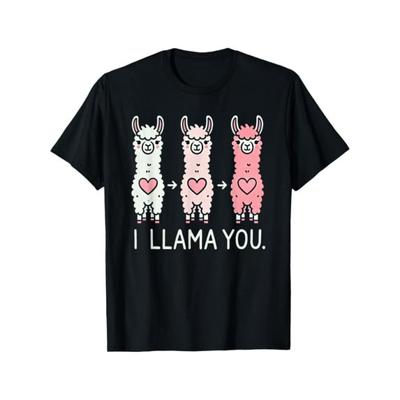 Women's Llama Love Graphic Breathable T Shirt Cute Comfortable Short Sleeve Round Neck Top Black S-5XL