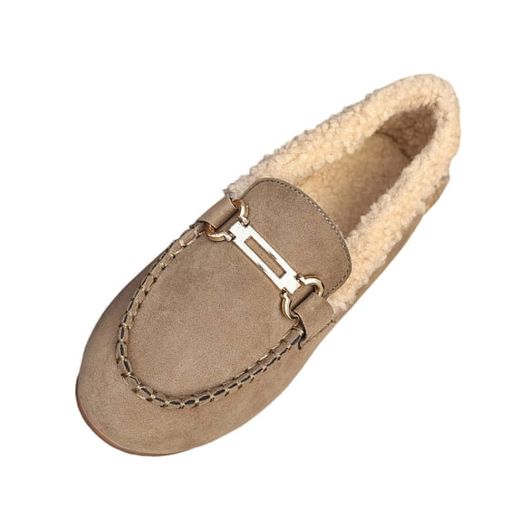 Women's Loafer Shoes Fleece Lined Leisure Slip On Work Shoes Comfort Walking Flats Winter Warm