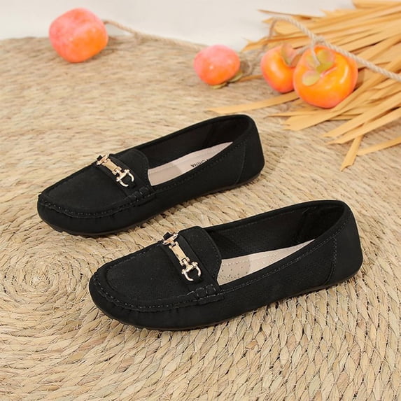 Women's Loafers, Breathable Slip on Shoes Casual Flat Moccasins with Cushioned Insole, Round Toe Comfort Flats for Office Daily Wear