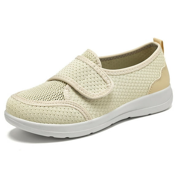 Women's Loafers Comfortable for Weekend Getaways Comfortable Women's Casual Shoes Breathable Knit On Flat Lightweight Stylish Hook And Loop Closure Everyday Sneakers For Seniors