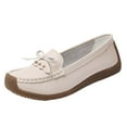thumbnail image 1 of Women's Loafers Flat Metal Buckle Comfortable Lightweight Loafers PU Leather Slip-on Outdoor Driving Moccasion Boat Shoes for Women Beige Women Sandal, 1 of 4