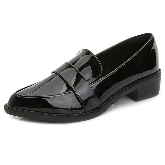 Women's Loafers Leather Black Fashion Comfortable Flats Shoes