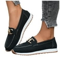 thumbnail image 1 of Women's Loafers Retro Suede Slip On Dress Shoes Wide Width Lightweight Sneakers Comfortable Non Slip Work Shoes Black Size 6.5, 1 of 7