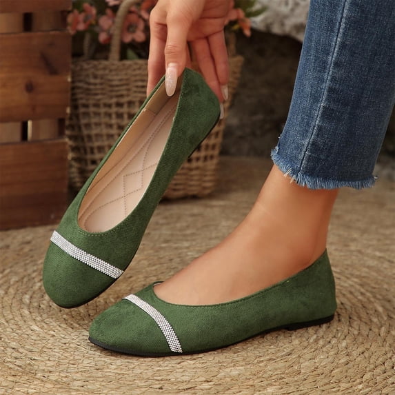 Women's Loafers, Rhinestone Slip on Shoes Soft Sole Comfortable Casual Flats for Work and Weekend Wear