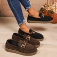 thumbnail image 1 of Women's Loafers Slip On Casual Shoes Suede Chunky Sole Moccasins with Metal Chain Decor Non Slip Comfortable Walking Shoes for Women Plus Size Available, 1 of 10