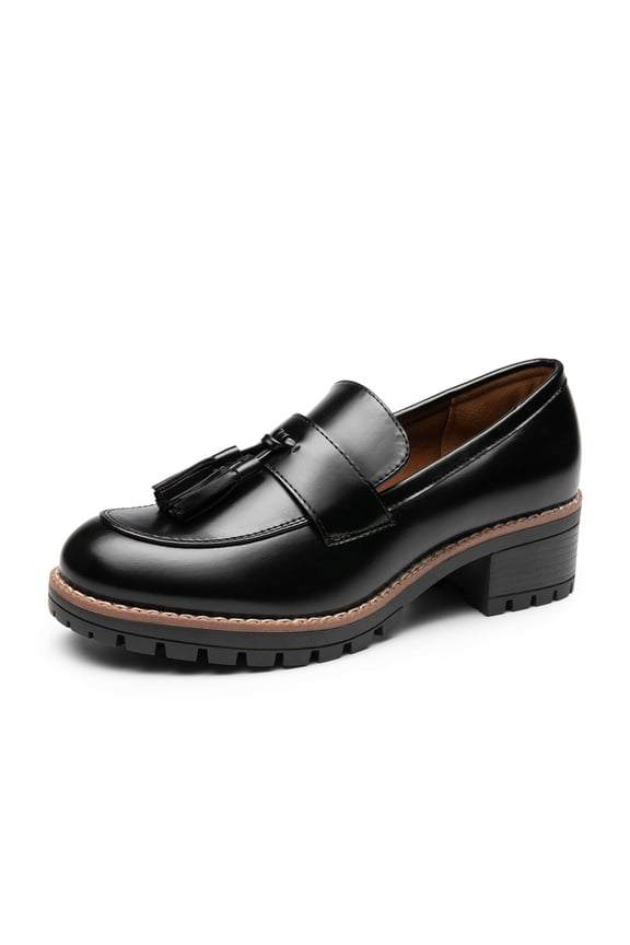 Women's Loafers Slip On Platform Chunky Penny Heeled Loafers Dressy and Work Shoes
